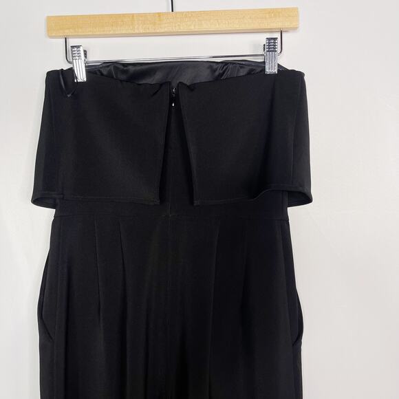 Express Size 2 Black Wide Leg Strapless Jumpsuit Cocktail Pockets Zip Back - Picture 7 of 10